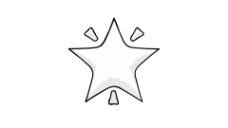 Black and white graphic of a sparkling star.