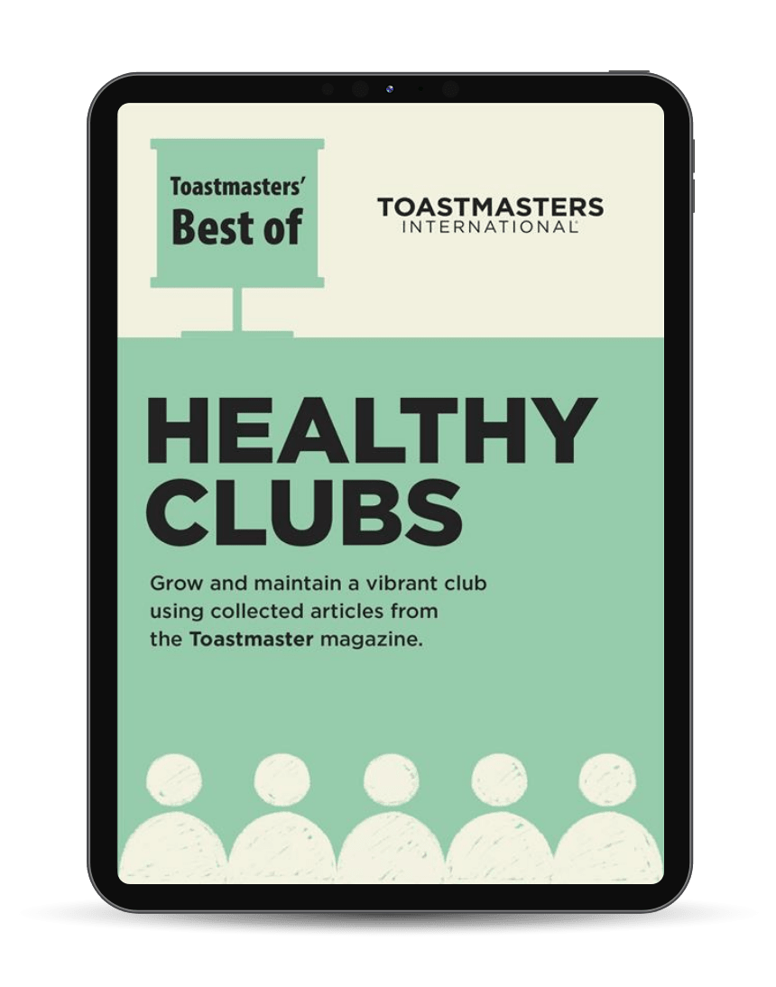 An e-reader displays the cover of the Healthy Clubs e-book.