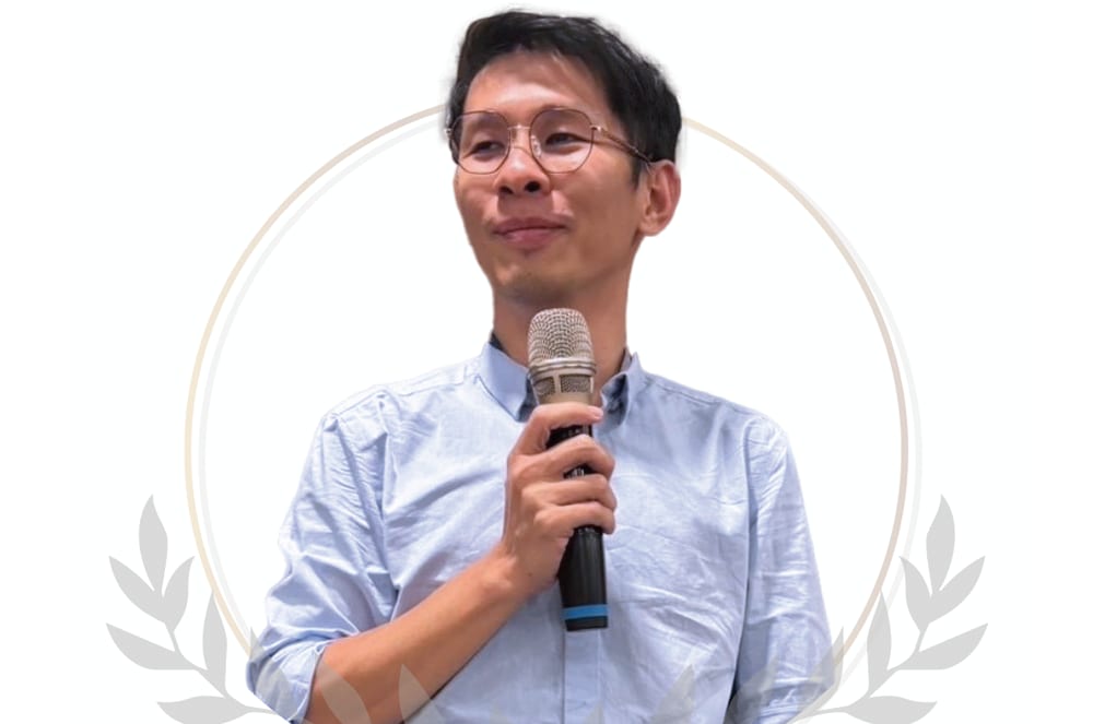 A man holding a microphone