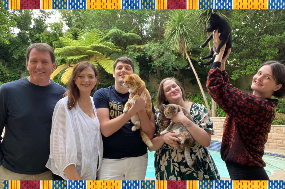 The Rochat family, from left: Rory, Aletta, Trevor, Nicole, and Cate, along with the family pets.