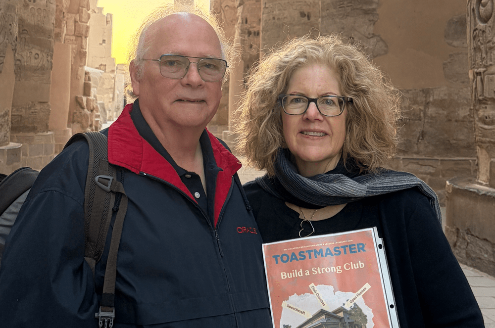 Katrina Shawver of Phoenix, Arizona, and her husband, Rick, pose for a photo at the Karnak Temple Complex in Luxor, Egypt, during a trip to Egypt and Jordan.