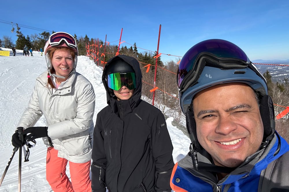 On the ski slopes with his wife, Jennifer, 
and son, Tucker
