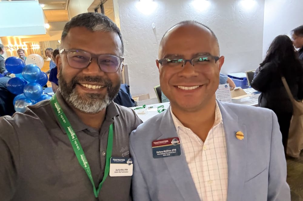 With member Jay Karthik, DTM, at the 2026 District 31 conference